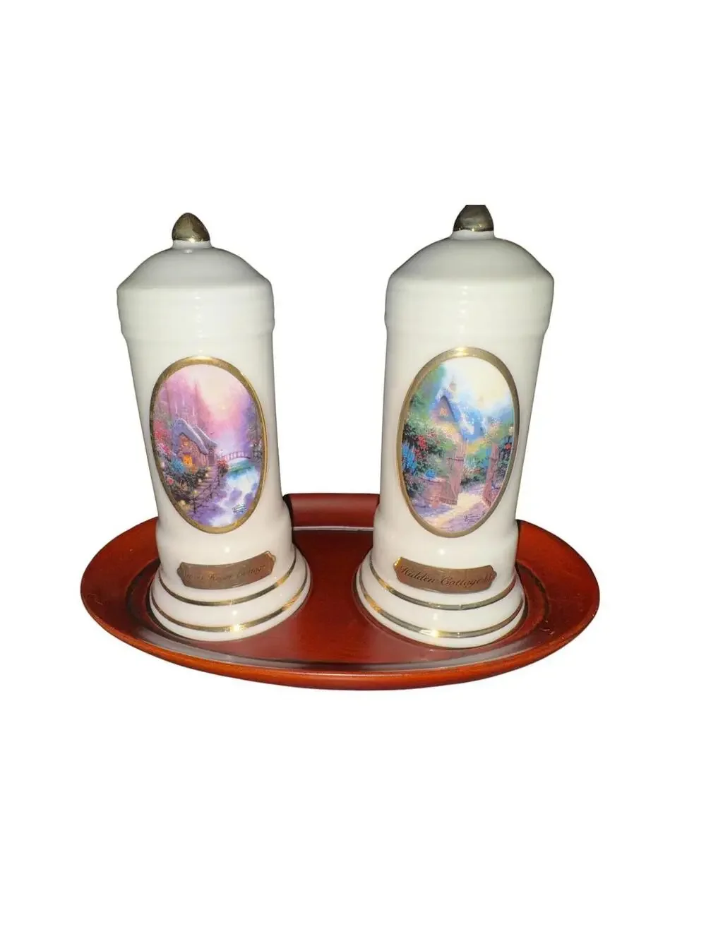 Thomas Kinkade China Salt Pepper Shakers Hidden Cottage II 5